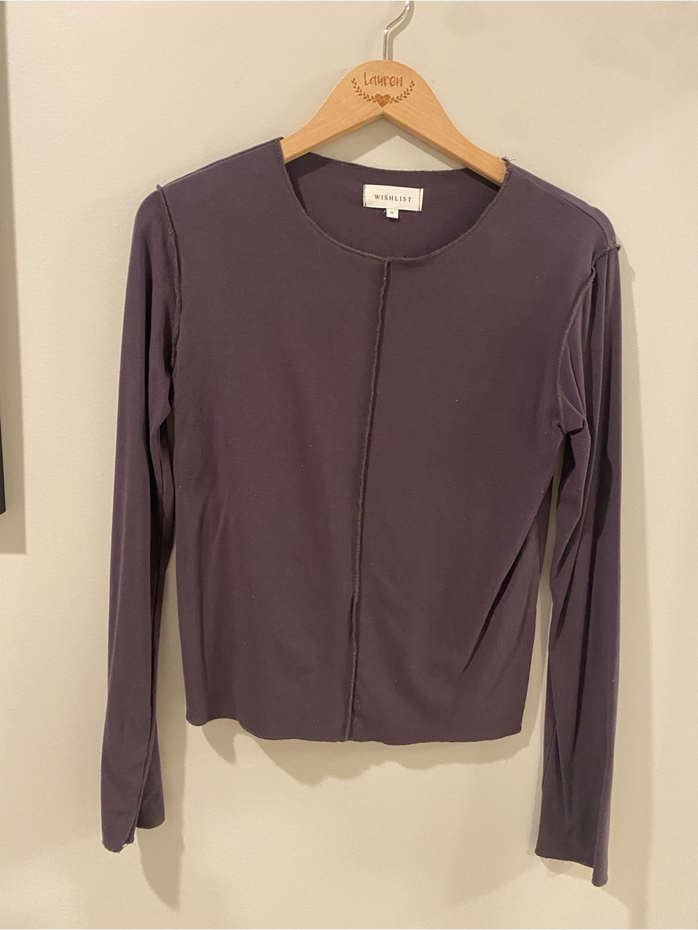 Wishlist Purple Long Sleeve Seam-Front Top Size Medium
